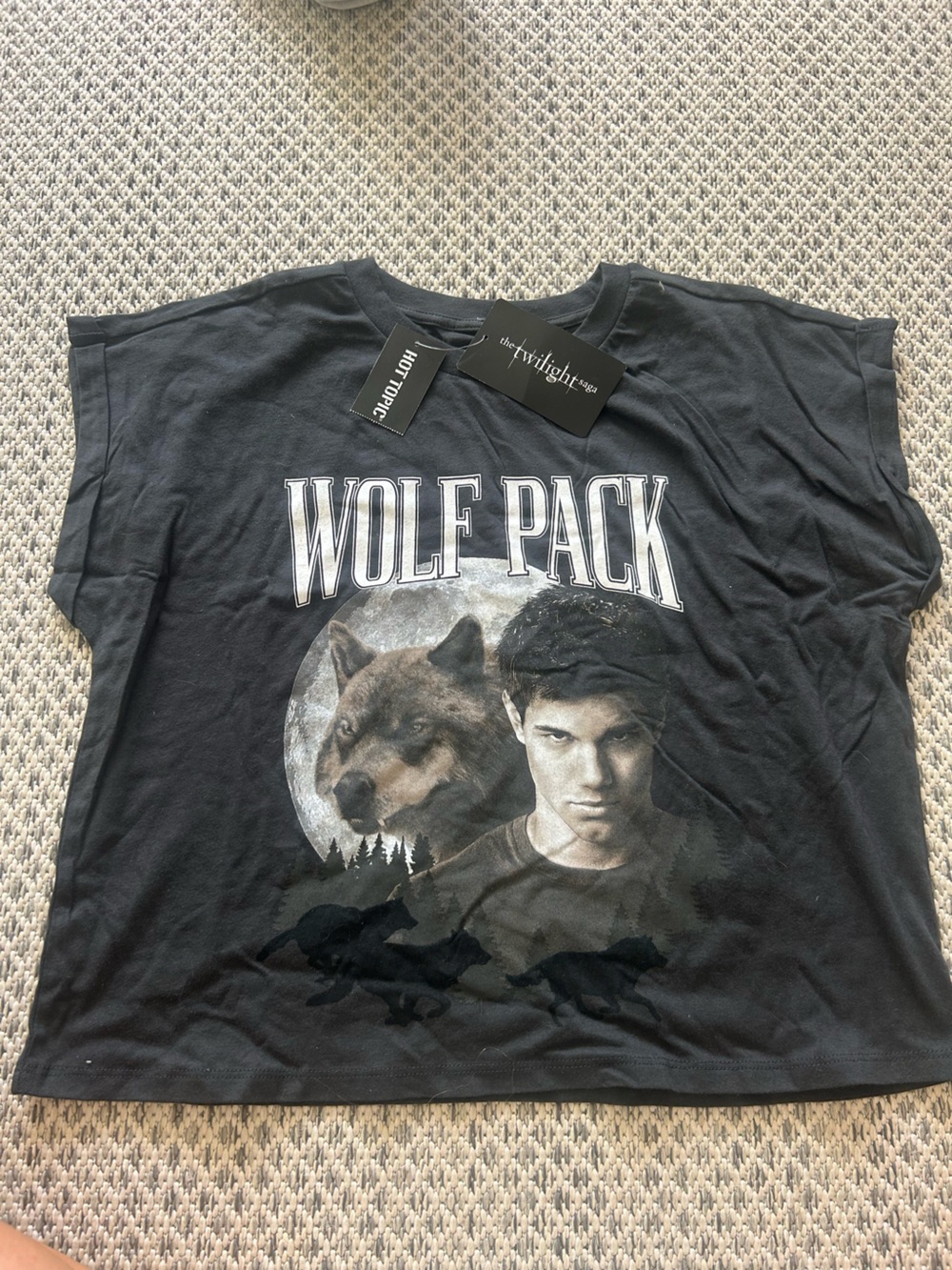 Hot Topic Black Wolf Pack Graphic Muscle Tank